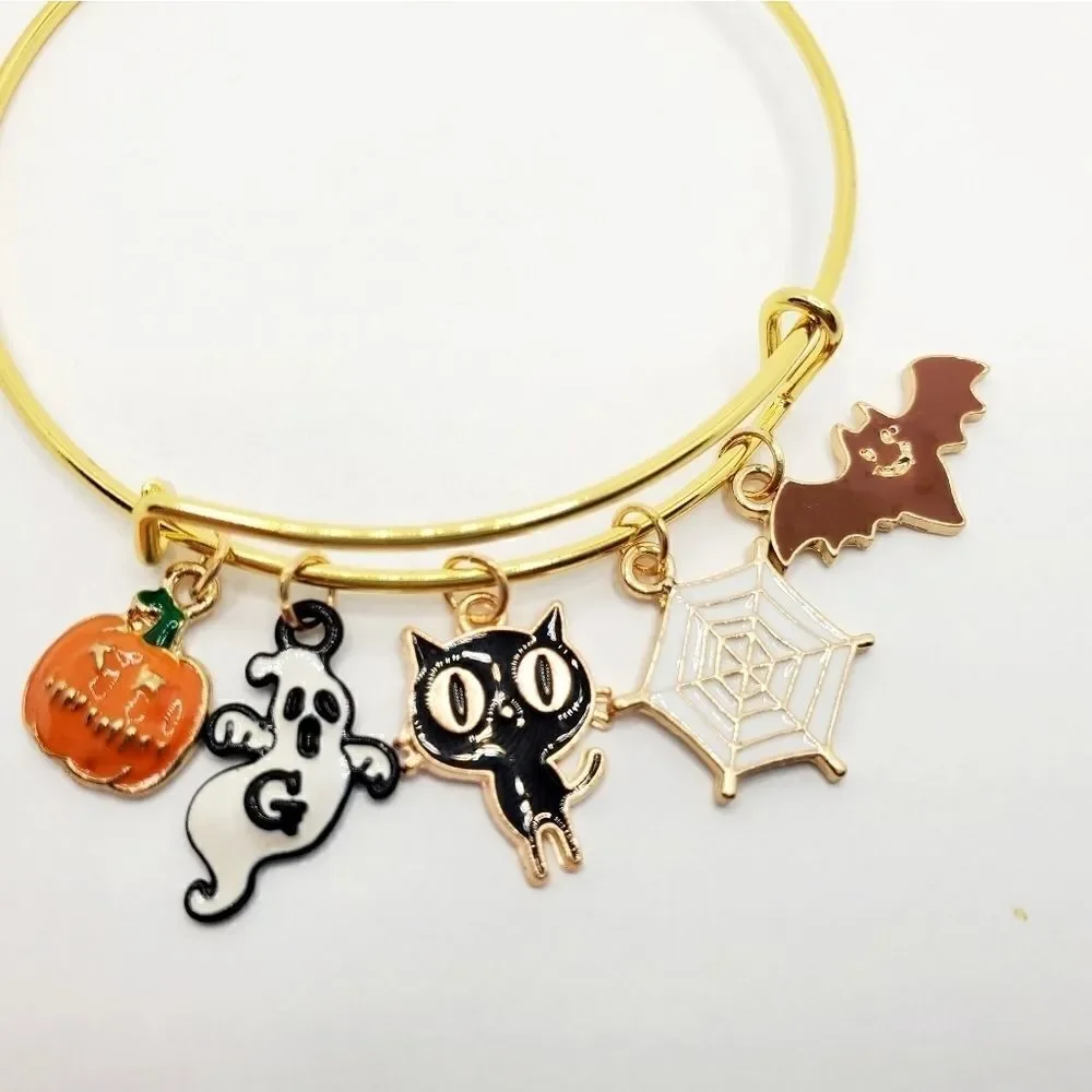 Hand Crafted Gold Plated Halloween Charm Bracelet